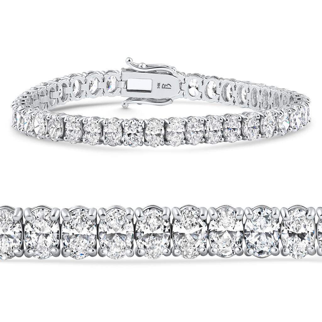 16Ct TW Oval Diamond Tennis Bracelet Gold 7" Lab Grown