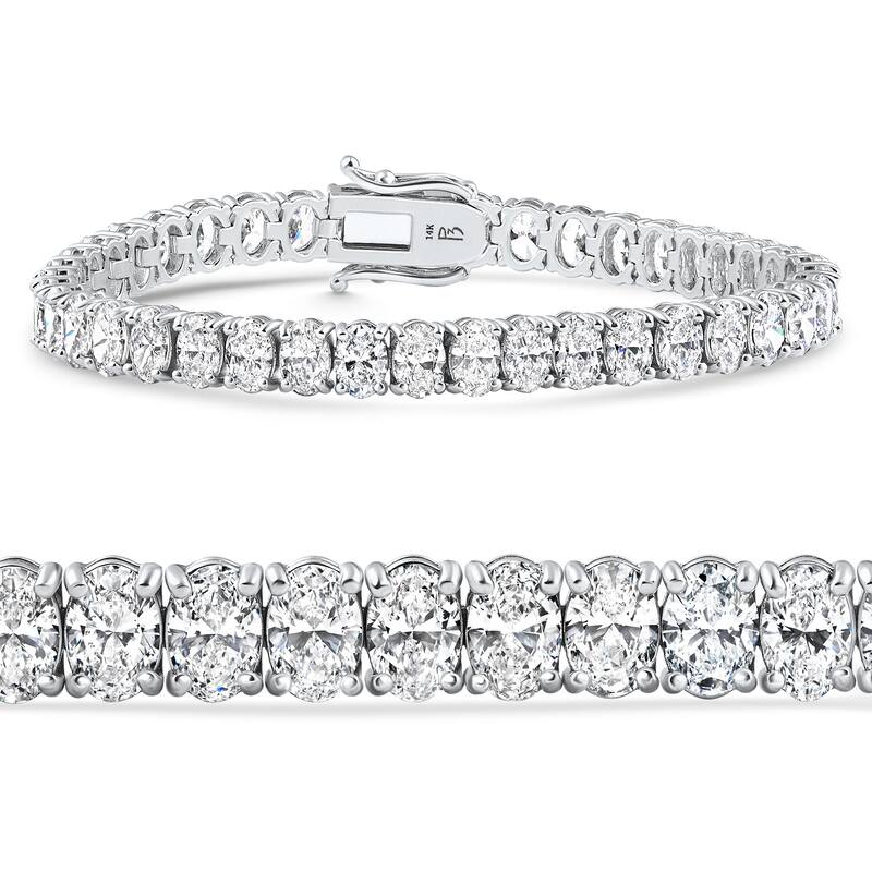 16Ct TW Oval Diamond Tennis Bracelet Gold 7" Lab Grown