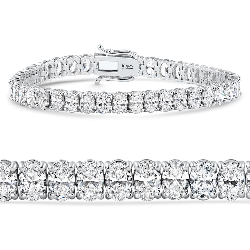 Bliss Diamond 16Ct TW Oval Diamond Tennis Bracelet Gold 7" Lab Grown - White - 7 Inch