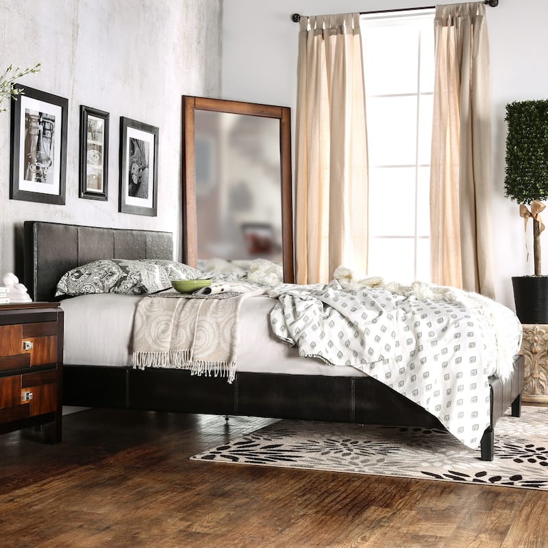 Lala Modern Queen Upholstered Wood Platform Bed by Furniture of America