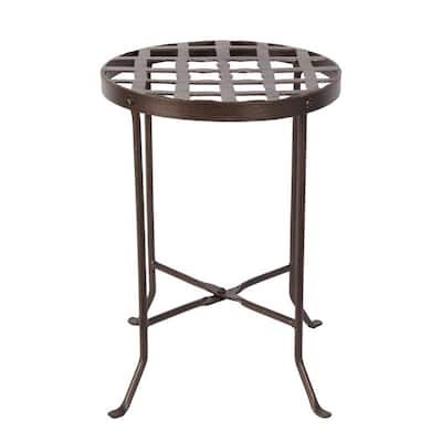 Achla Designs Medium Round Table Flowers Plant Stand, 16 Inch Tall, Roman Bronze Powder Coat Finish