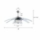 preview thumbnail 5 of 7, 48" 8 Retractable Blades Crystal Ceiling Fan Chrome Silver Chandelier with Remote - 48in