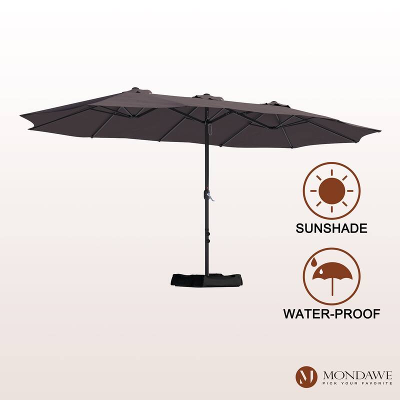 15ft Rectangular Patio Market Umbrella with Base