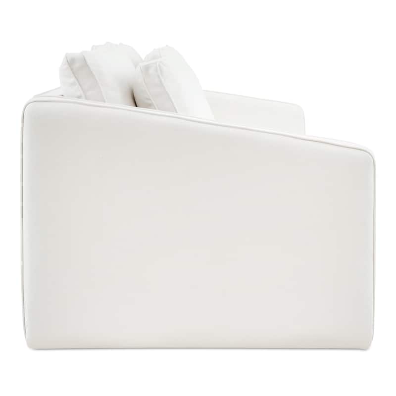 NADAAL STUDIOS Cyris Sofa, Minimalist Bench Form with Layered Cushions and Performance Upholstery, Ivory