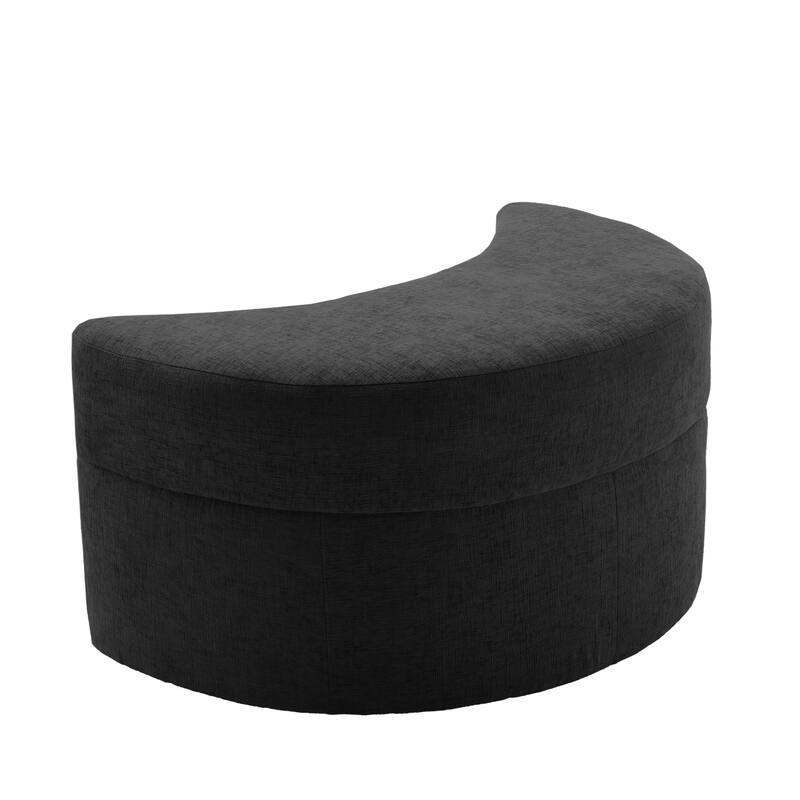 Chenille Half Moon Storage Ottoman(Set of 2)