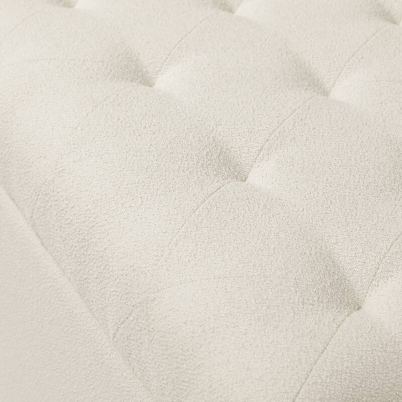 Adeco Linen Fabric Storage Ottoman for Living Room Bedroom