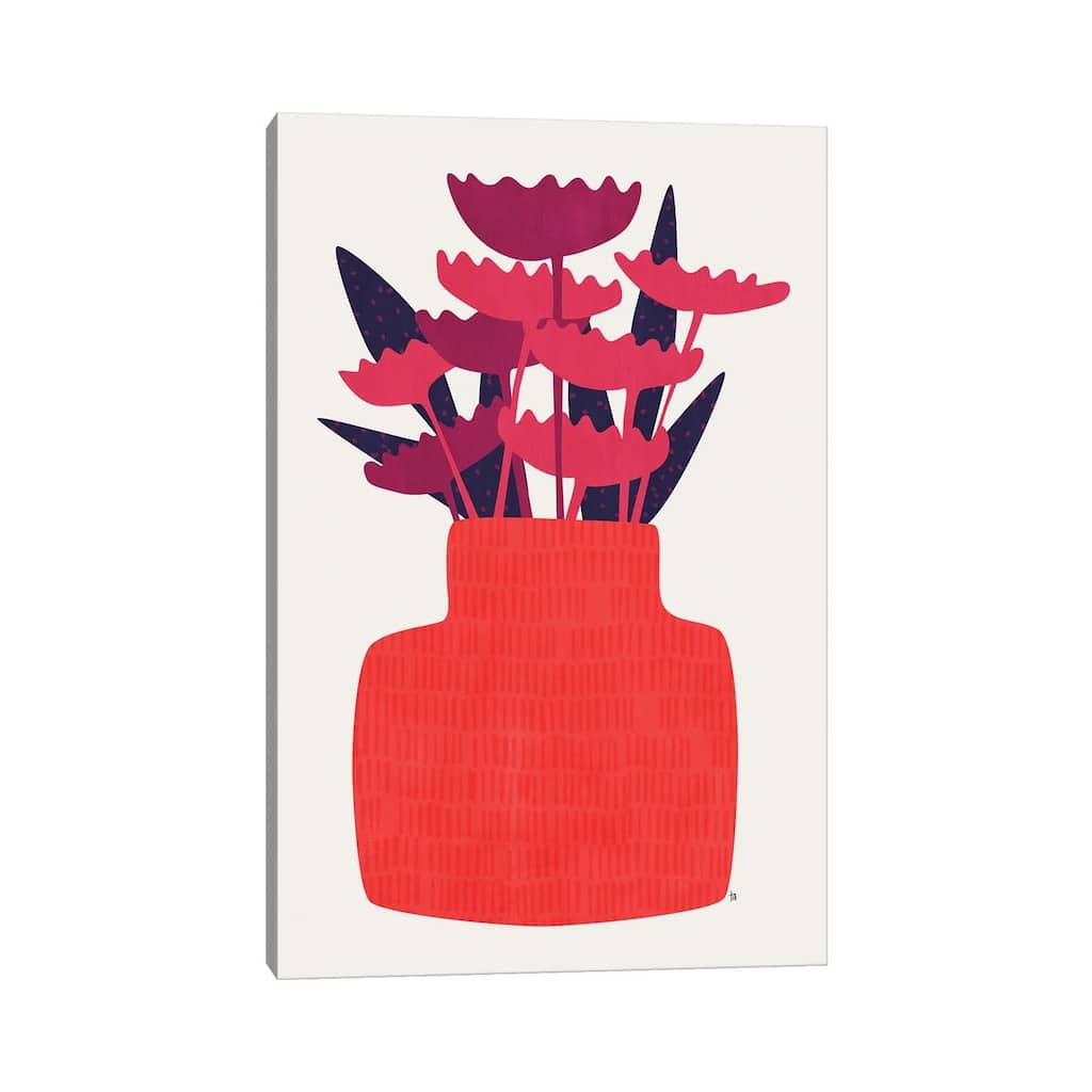 iCanvas "Pink Flowers Red Vase" by Tracie Andrews Canvas Print