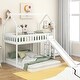 preview thumbnail 1 of 7, Twin over Full House Bunk Bed with Full-Length Guardrail and Slide and Built-in Ladder. White