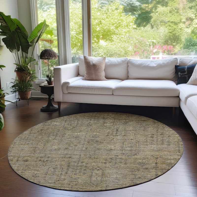Machine Washable Indoor/ Outdoor Chantille Distressed Traditional Rug