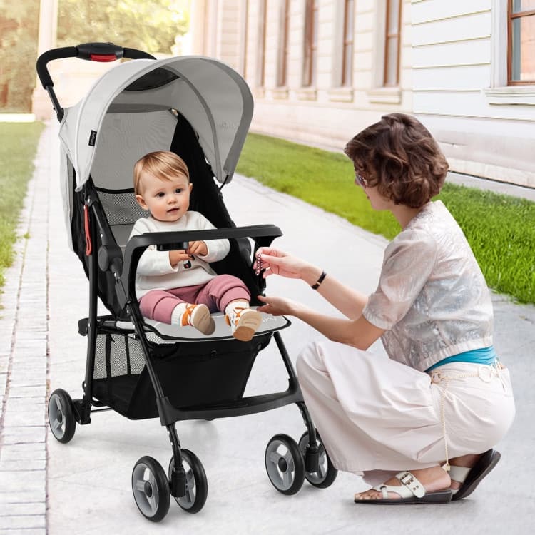 Steel Kids Stroller with Recline, Canopy and All-Terrain Wheels - 35"(L) x 18"(W) x 39"(H)