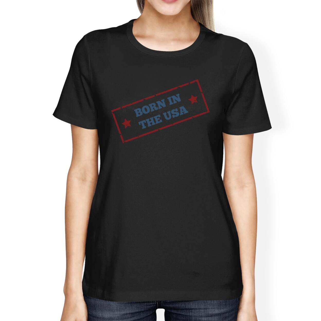 Shop 365 Printing Born In The Usa American Flag Shirt Womens Black