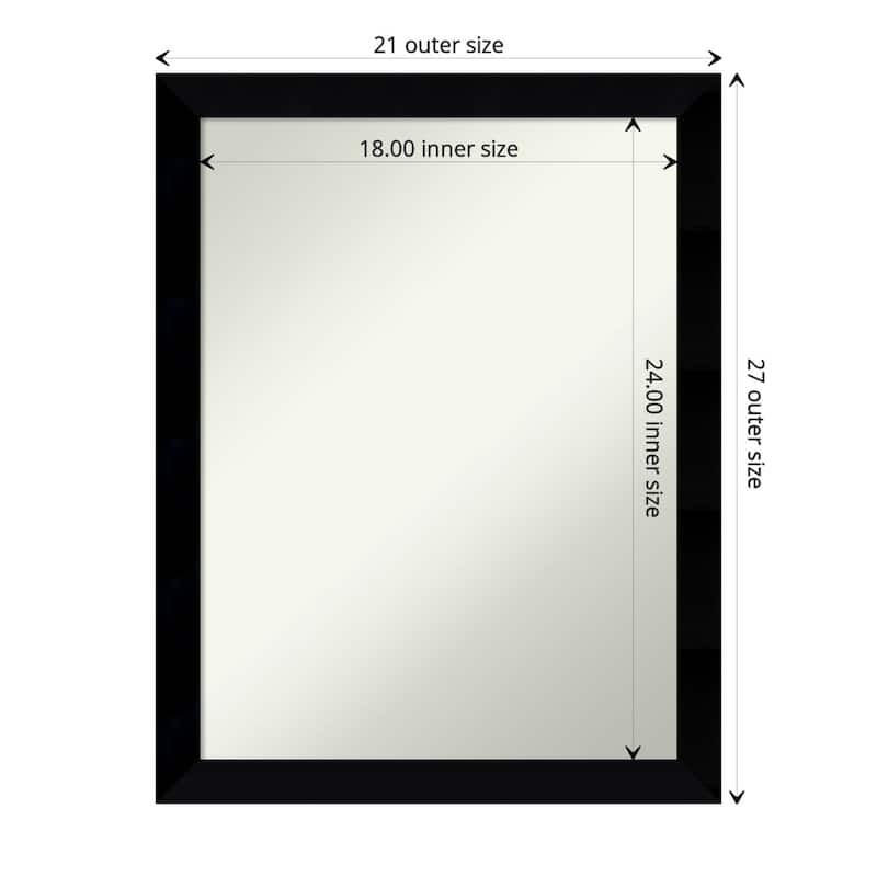 Non-Beveled Wood Bathroom Wall Mirror - Black Museum Frame - Black Museum - 21 x 27 in