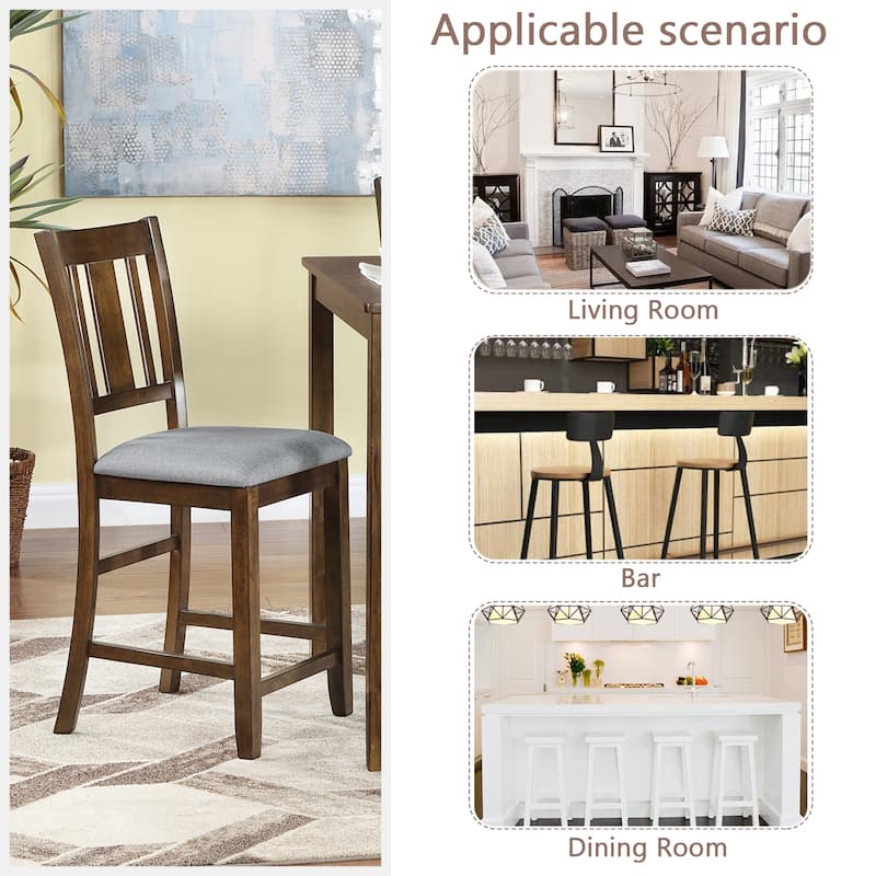 GDFStudio - Maison Modern Linen Upholstered Wooden Counter Height Dining Chairs Set, Padded Seat & Non-slip Feet Pads, Set of 4