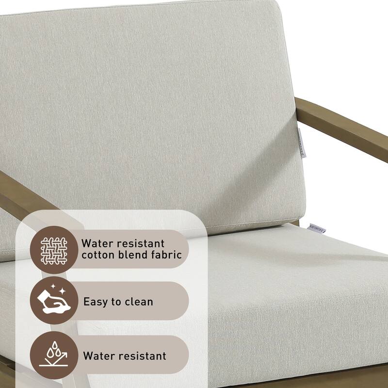 5-Piece Outdoor Teak Wood Patio Conversation Set with Cushions