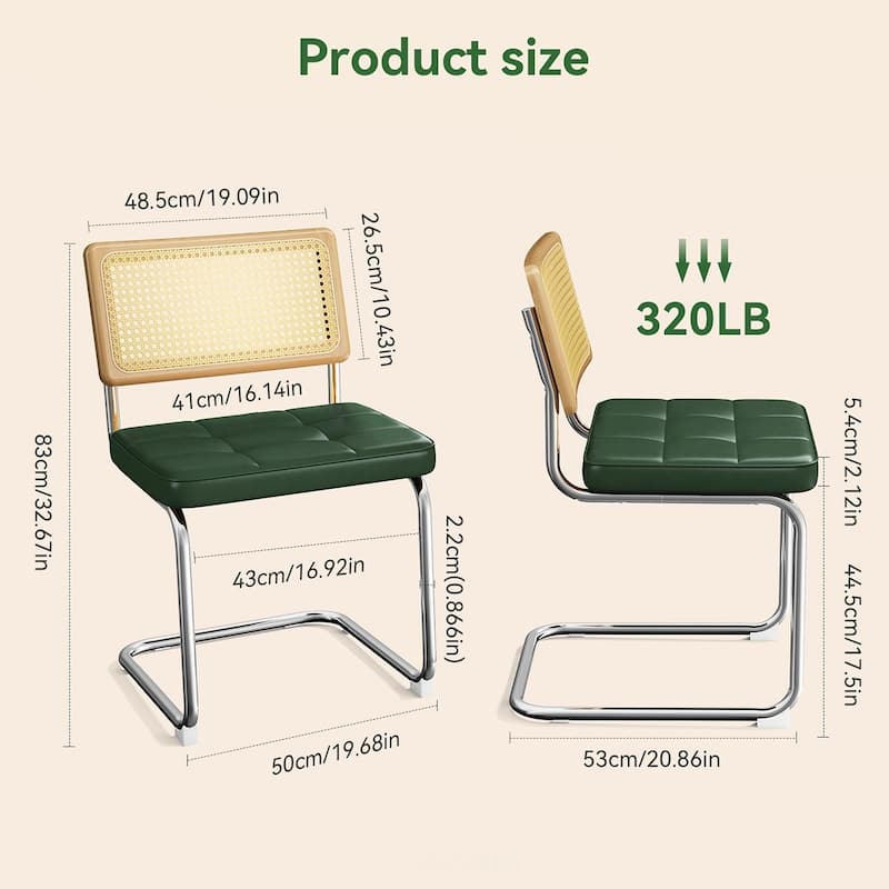 Rattan 4PCS Dining Chairs With PU Upholstered