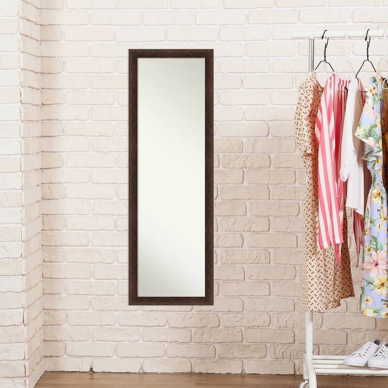 Warm Walnut Narrow Non-Beveled Wood Framed Full-Length On the Door Mirror - Warm Walnut Narrow - Glass Size 14x48