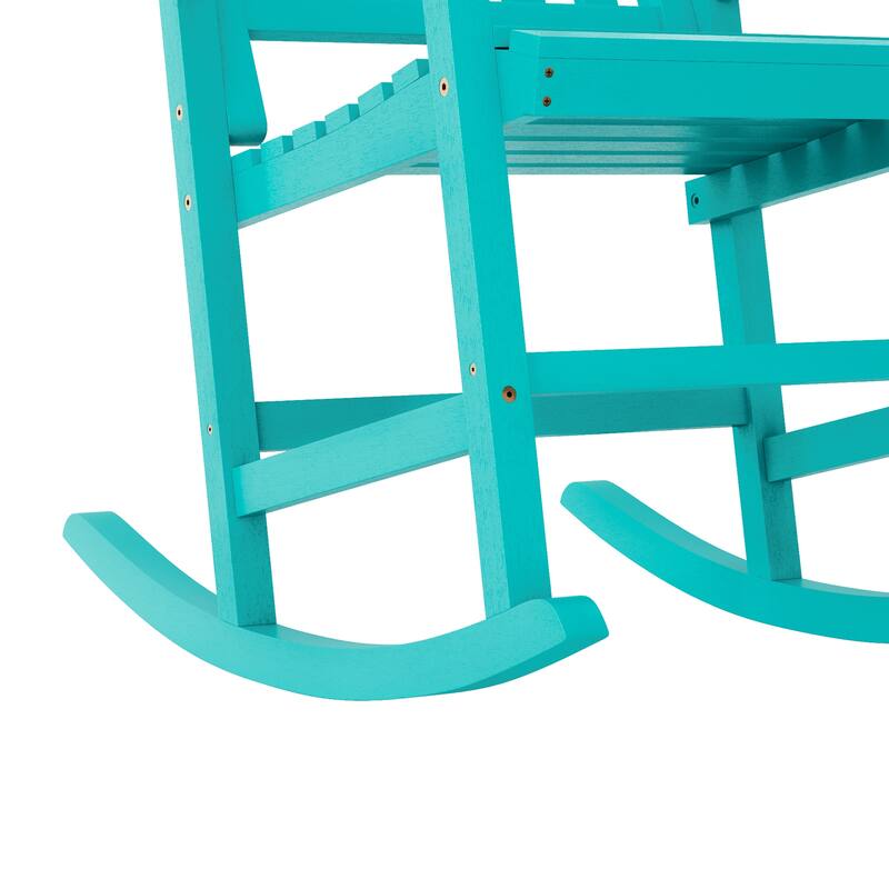 Acacia Wood Outdoor Rocking Chair, Traditional Porch Outdoor Rocker Chairs with Slatted - 43" H