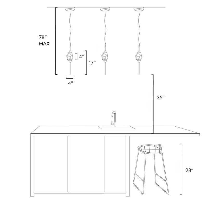 Modern Gold LED Crystal 1-Light Pendant Light for Kitchen Island Dining Room - 4" Dia. x 17" H