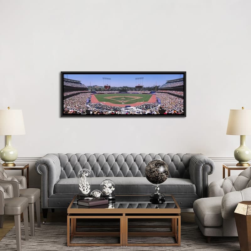 iCanvas "Dodgers vs. Angels, Dodger Stadium, Los Angeles, California, USA" by Panoramic Images Framed Canvas Print