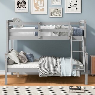 Twin over Full Solid Pine Bunk Bed,Split Into 2 Platform Bedframes
