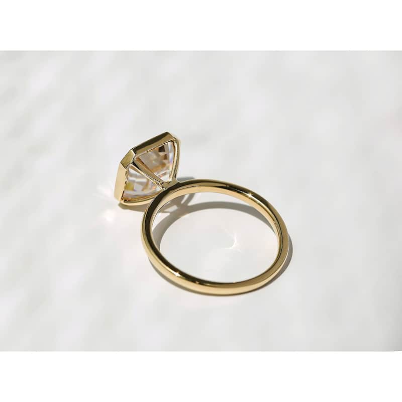 Kobelli 4 Carat Lab Grown Diamond Certified 14k Solid Gold Asscher-cut Solitaire Clean Bezel Pageant Engagement Ring