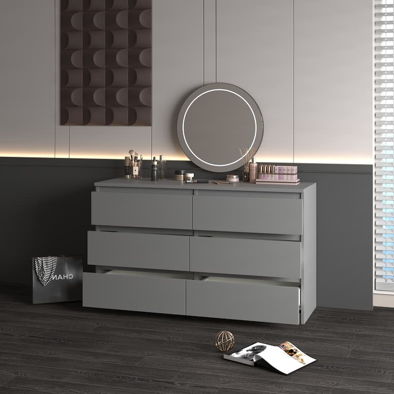 6-Drawer Double Dresser, Storage Cabinet with Handleless for Bedroom, Living Room
