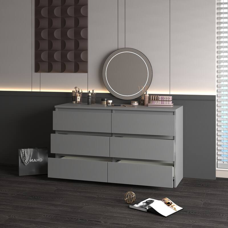 Modern Drawer Dresser Large Capacity Storage Cabinet with 6 Drawers, for Bedroom Living Room Entrance Hallway, Green