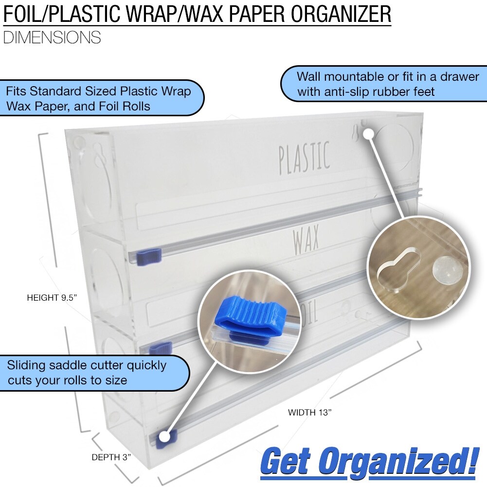Foil Plastic Wrap Organizer,Acrylic Tin Foil Parchment Paper