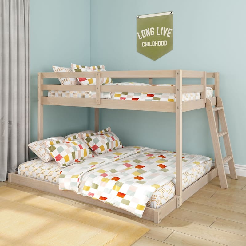 Now Furniture Low Bunk Bed for Kids, Twin over Full