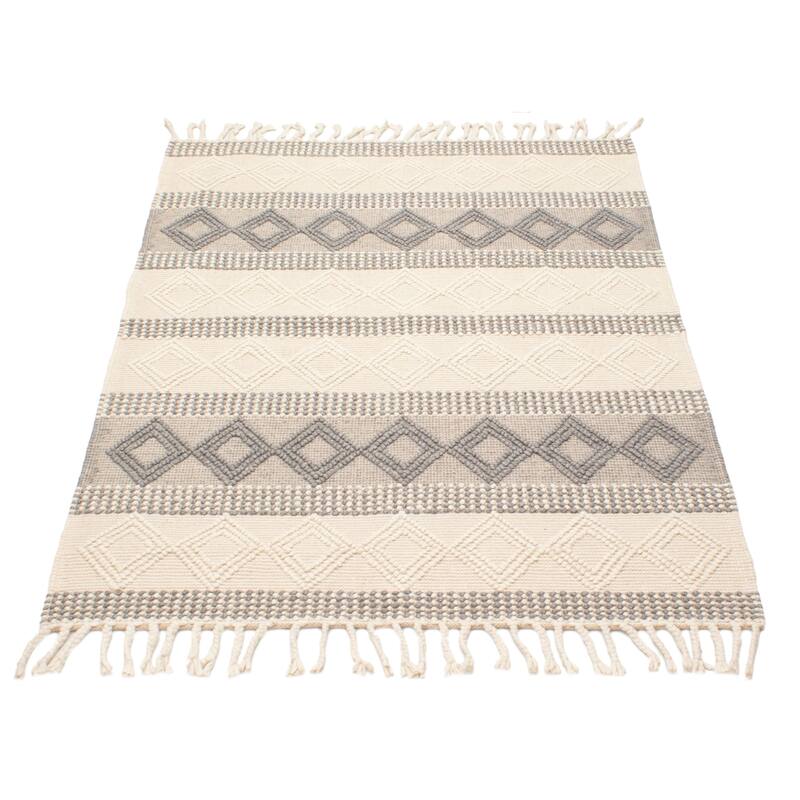 ECARPETGALLERY Braid weave Sienna Cream Wool Rug - 5'3 x 7'4