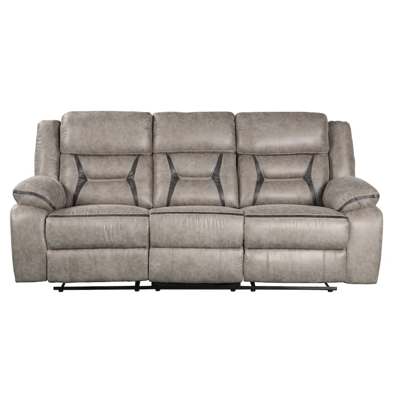 Roundhill Furniture Elkton Manual Motion Reclining Sofa with Storage Console