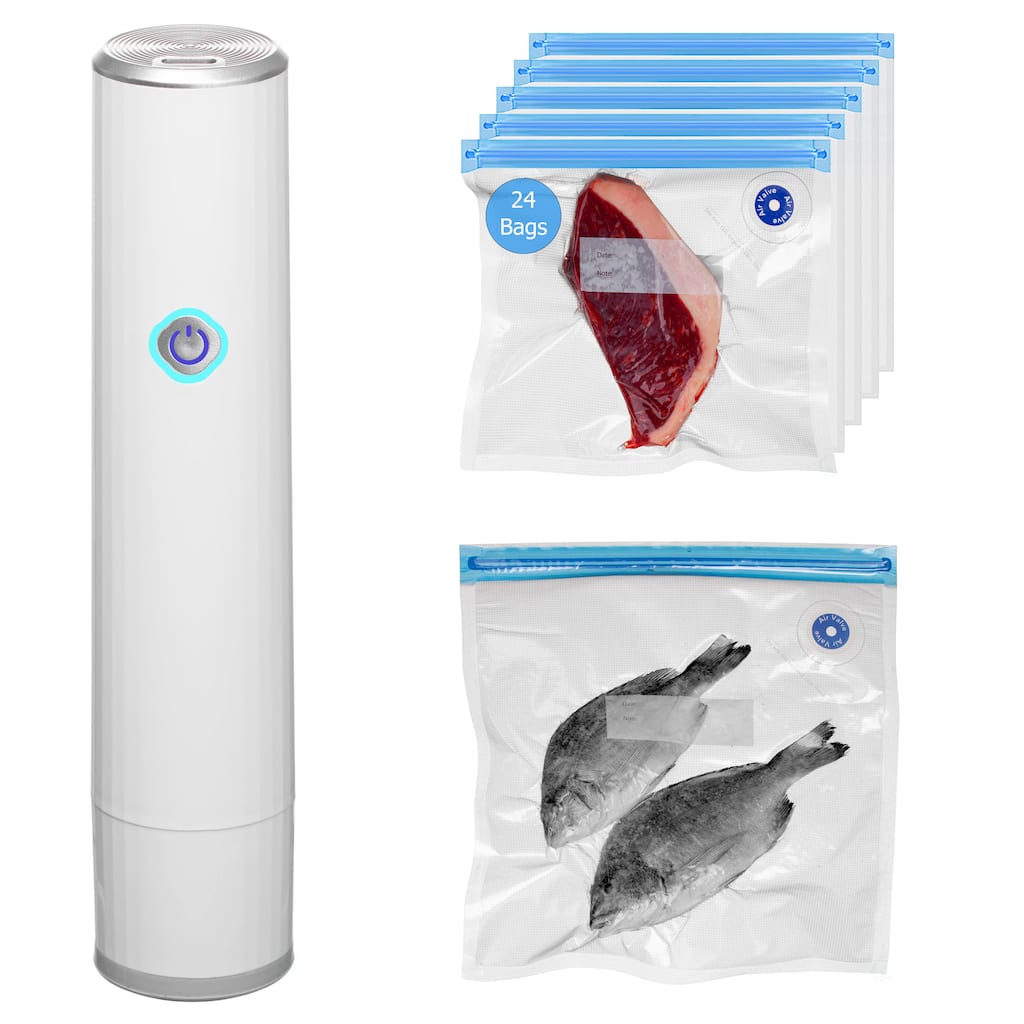 Handheld Vacuum Sealer Machine with Reusable Bags Food Storage Kitchen Organization Sous Vide Cooking Pantry Preservation