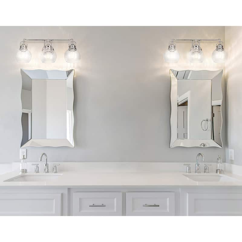 Bolha Metal/ Bubbled Glass Vanity Light, Chrome by JONATHAN Y