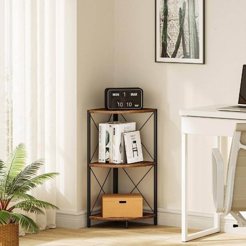 Corner Shelf with Metal Frame - 11.8"D x 11.8"W x 26.9"H
