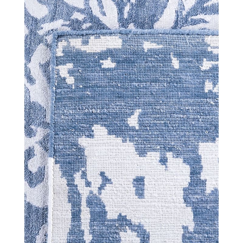 Modern One-of-a-Kind Handmade Area Rug, Blue - 9' 2" x 12' 1"