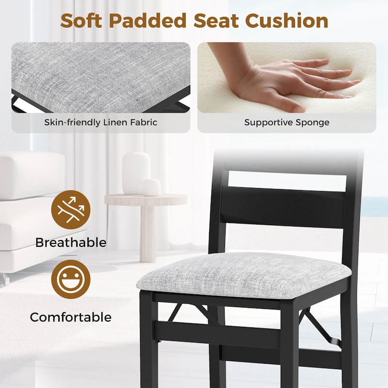 2/4PCS Modern Folding Dining Chairs Set Kitchen Armless Accent Chairs