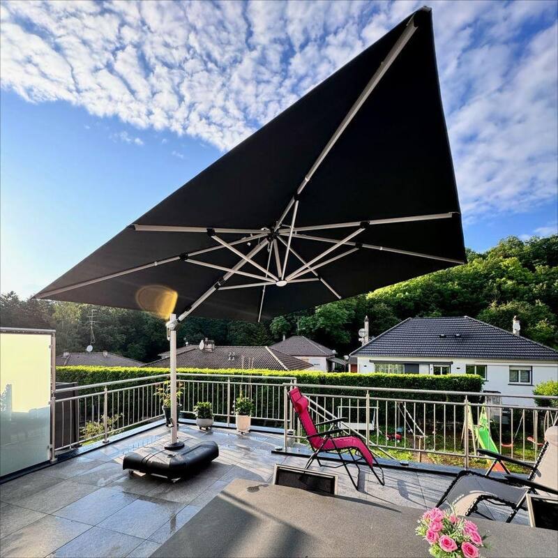 PURPLE LEAF Double Top LED Rectangle Patio Cantilever Umbrella