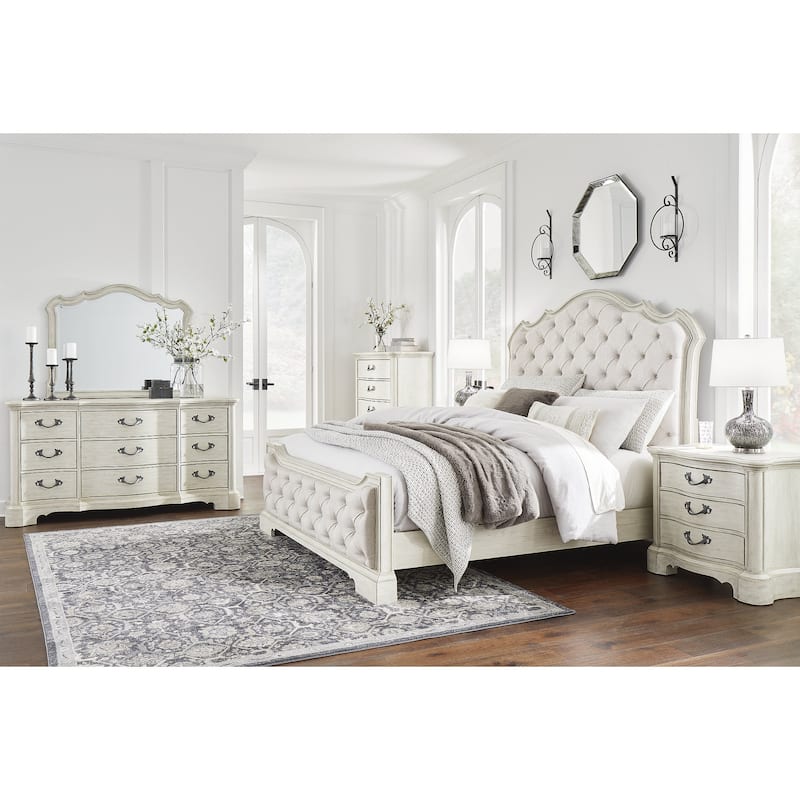 Signature Design by Ashley Arlendyne Antique White/Beige Upholstered Panel Bed