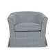 preview thumbnail 17 of 18, Roomfitters Houndstooth Swivel Barrel Accent Chair with Skirted Base, Upholstered Armchair for Living Room or Office