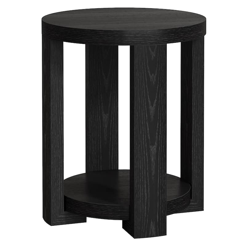Side Table, 2-Tier Round End Table, Small Bedside Accent Furniture for Living Room, Bedroom