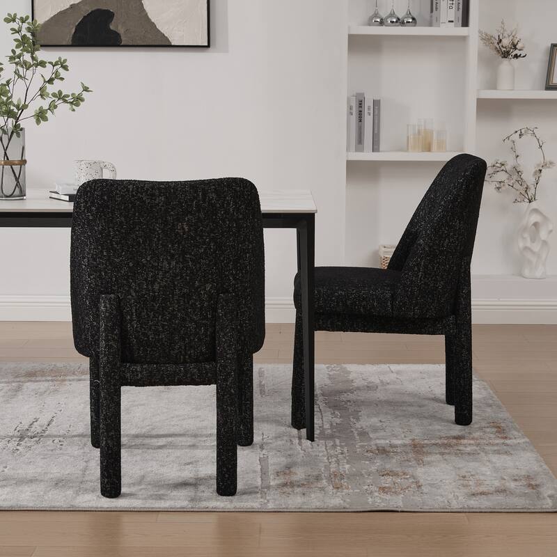 Upholstered Dining Chairs Set, Modern Dining Room Chairs Chenille Side Chairs with Curved Backrest, Armless Living Room Chair