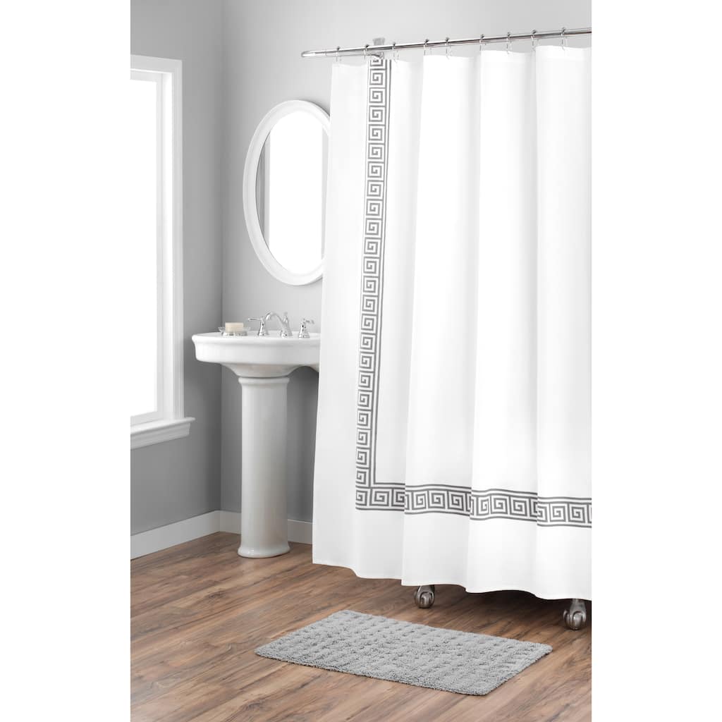 Nicole Miller Cotton Shower Curtain, Greek Key, 72"x72"