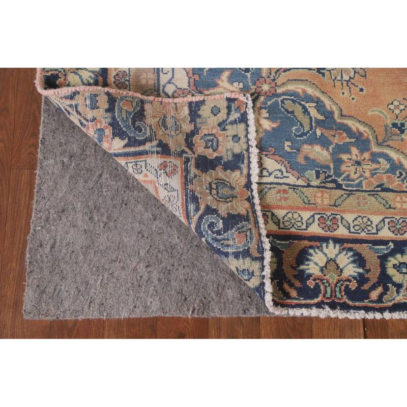 Hand Knotted Oriental 100% Wool Carpet Traditional Floral Oranges & Rust Mashad Area Rug - 9' 1'' X 5' 10''