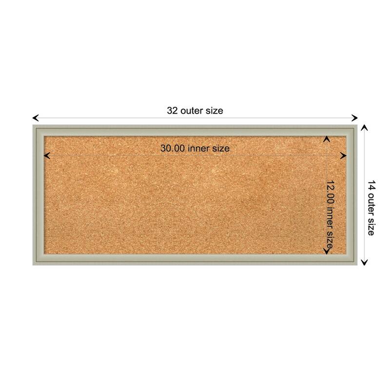 Florence Framed Natural Corkboard Bulletin Board - Florence Silver - Board Size 30x12