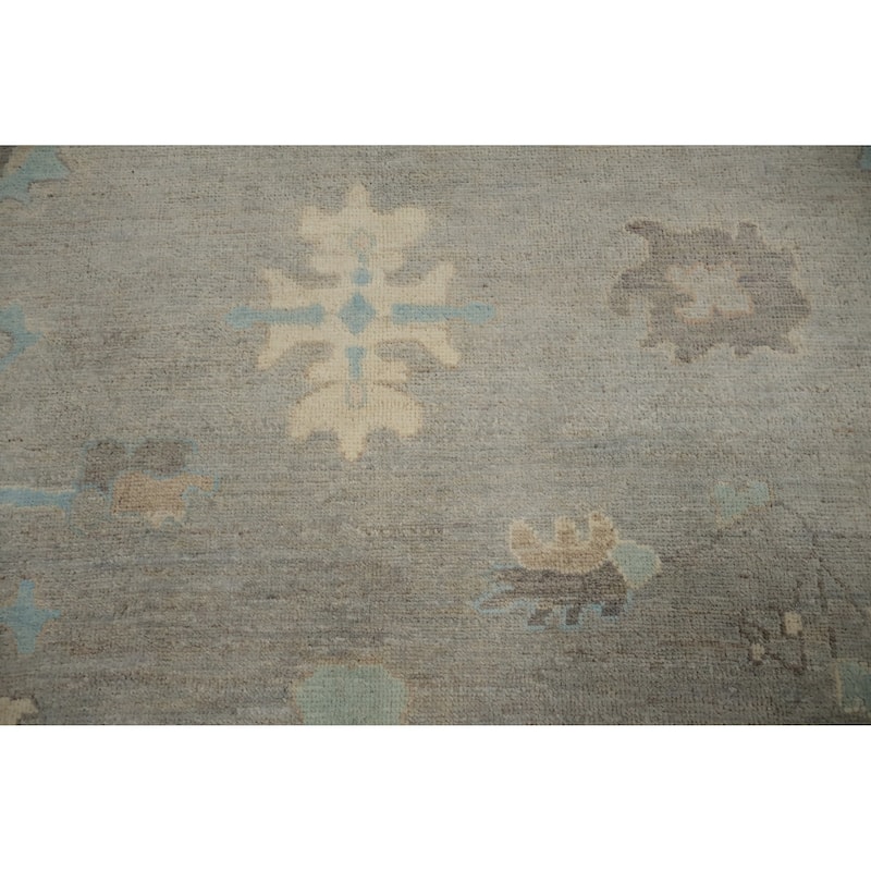 Hand Knotted Oriental 100% Wool Carpet Transitional Floral Greys & Charcoal Oushak Area Rug - 6' 5'' X 5' 2''