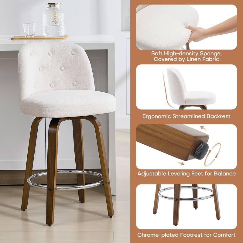 26"/29" Swivel Bar Stools/ Counter Stool with Bentwood Legs