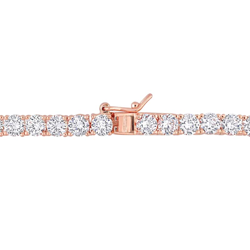 Miadora Created White Sapphire Classic Tennis Necklace in Rose Plated Sterling Silver