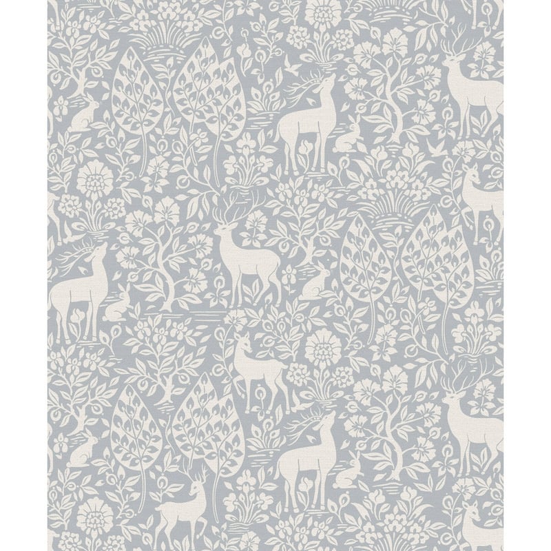Deer Woods Non-pasted Wallpaper – 396in. x 21in. – Covers 56 square feet - Light Blue