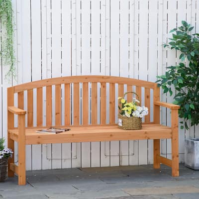 Outsunny 4.6' Wooden Garden Bench, 3 Seater Outdoor Patio Seat with Slatted Design for Deck, Porch or Garden, Natural