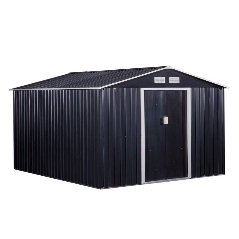 Outsunny 11' x 9' Dark Grey Metal Garden Shed